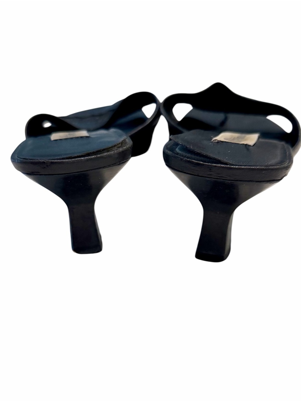 Etienne Aigner E-Xenia Black Leather Kitten Heel Toe Loop Sandal - Size: 6.5 - Picture 3 of 4